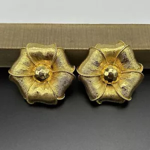 Vintage Givenchy große goldfarbene Ohrclips in Blumenform - Bild 1 von 13