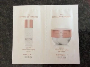 NEW THE RITUALS OF NAMASTE GLOW RADIANCE ANTI-AGEING SERUM 1ml & DAY CREAM 1.5ml - Picture 1 of 10