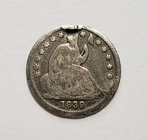 1839 H10c Seated Liberty Half Dime - VG Crisp - Holed Dets - SKU-Y5437 Cover