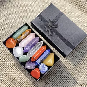 14Pc/set Reiki Healing Crystals Kit with Gift Box Natural Crystal Quartz Xmas ~W - Picture 1 of 10