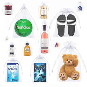 Bolsas de regalo de organza blancas de todas las tallas para boda fiesta favor joyas bolsas de dulces - Imagen 1 de 14