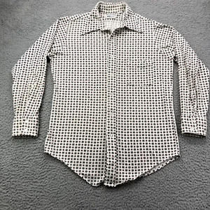 Camisa de colección Van Heusen para hombre manga larga con botones mediana azul Vanknit años 70 SS - Imagen 1 de 7