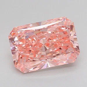 2.49 CT Fancy Vivid Pink Radiant Cut Lab Grown Diamond For Engagement Ring - Picture 1 of 4