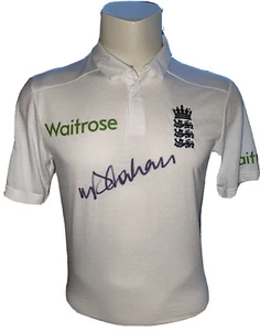 Signed Michael Vaughan Retro England Cricket Shirt Yorkshire Ashes - Picture 1 of 4