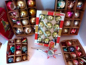 Vintage Glass Christmas Tree Ornaments lot Coby, Angel Hair, Tree Topper - Picture 1 of 9