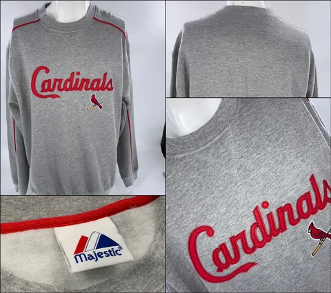 St. Louis Cardinals Majestic MLB Sweatshirt L Men Gray Cotton Poly YGI K2-216 Cover