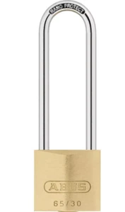 Abus Padlock 65/30HB60 Brass KA 6304 (65-30HB60-KA6304) 60mmLong Shackle 2 Keys - Picture 1 of 2