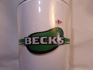 Vintage BECK'S Bar GOLF Bier Getränk klar Brew Ale Glas WIE WÄRE ES MIT EINER WEITEREN RUNDE? - Bild 1 von 11