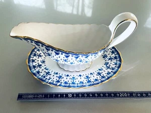 Spode FLEUR DE LYS Blau schwere Sauciere mit Teller - Bild 1 von 6