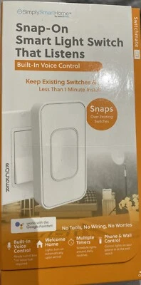 Switchmate RSM001W Snap-On Instant Smart Rocker Light Switch Built In Voice Cont Foto 1 de 4