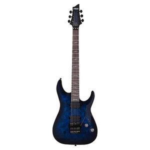 Schecter Omen Elite 6 FR Guitar, Rosewood Fretboard, Floyd, See Thru Blue Burst - Picture 1 of 12