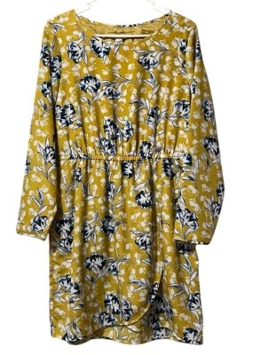 J. Crew Yellow Blue Floral Tulip Hem Dress Size 10 Cottagecore Lightweight City - Image 1 of 4