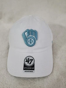 MLB MILWAUKEE BREWERS '47 LIMPIEZA CORREA SOMBRERO PARA HOMBRE BLANCO MAKO AZUL NUEVO - Imagen 1 de 9