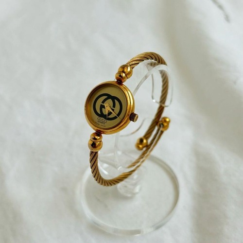 Orologio Gucci Bracciale Filo Acciaio Inox Oro Quadrante Nero Nuovo Swiss Made From Jap