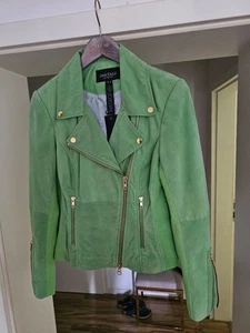 Lederjacke Damen Biker Designer Onstage Gr.s Neu Velourleder Soft Grün Stoff - Bild 1 von 10