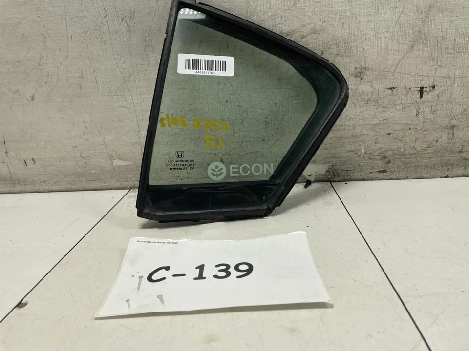 Honda Civic 2012 puerta trasera izquierda lado del conductor ventana de esquina vidrio OEM+ Foto 1 de 4