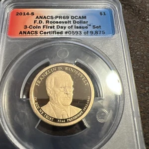 2014-S Franklin Presidential Dollar ANACS PR-69 DCAM First Day of Issue - Picture 1 of 6
