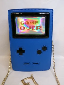 Game Over Retro 8 Bit Gamer Shoulder Bag Handbag Blue - Picture 1 of 8