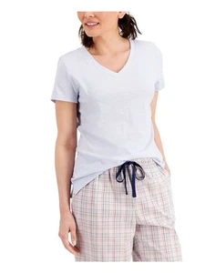 CHARTER CLUB Intimates Purple Cotton Blend V-Neck Sleepwear Shirt Pajama Top M - Picture 1 of 6