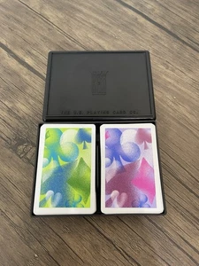 KEM Cellulose Acetate Playing Cards Set 2 Decks Hard Case Missing 1 Card - Picture 1 of 9