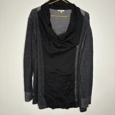 Suéter drapeado de algodón orgánico gris con cremallera Eileen Fisher para mujer talla 3X Foto 1 de 4