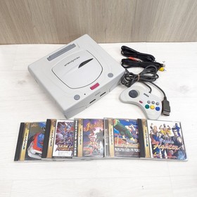 Sega Saturn Console White bundle with 5 games & cables tested Japanese System