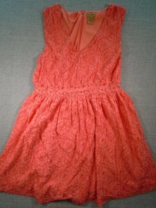 Vestido de encaje para mujer Wrangler grande color coral nailon rayón sin mangas - Imagen 1 de 12