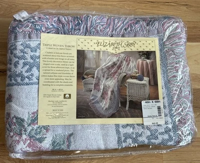 Vintage Decorative Floral Triple Woven Blanket Throw NEW 46” x 68” Fringe - Image 1 of 4