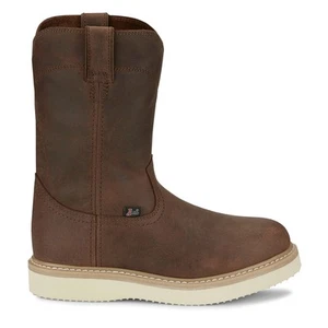 Justin Original Workboots Ram 10 Inch Soft Toe Work Mens Brown Work Safety Shoe - Picture 1 of 5