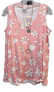 Neu mit Etikett Neuerscheinung LuLaRoe Large rosa & weiß Blumenmuster KRISTINA Oversize-Tanktop - Bild 1 von 8