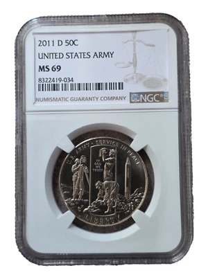 #6 – NGC 2011-D United States Army Commemorative Half Dollar – MS69 - Image 1 of 2