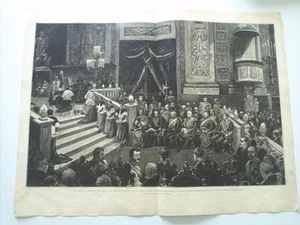 1885 Xilografía: Madrid Interior Iglesia San Francisco el Grande Exequias Reales - Bild 1 von 1