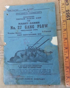 VINTAGE MASSEY-HARRIS NR. 27 GANG PFLUG REPARATUR UND TEILELISTE NL. 46 442U - Bild 1 von 3