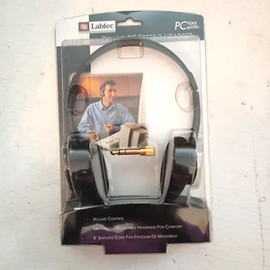 Labtec C-110 Deluxe Multimedia PC Stereo Headset with 3.5 mm gold jack ~SEALED~ - Picture 1 of 2