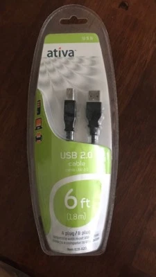 Ativa USB 2.0 A/B Cable 6Ft. 1.8Meter Item 828-620 SEALED - Image 1 of 2