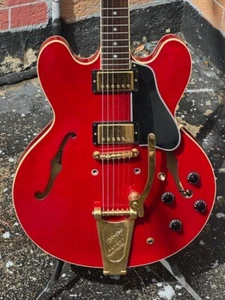 1997 Gibson ES-335 Dot Neck Reissue special flamey Cherry w/Gold Hardware Nice ! - Picture 1 of 14