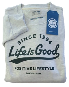 Life Is Good LS Simply True Fleece Sweatshirt POSITIVE BALLYARD Chest55 Mens XL - Picture 1 of 8