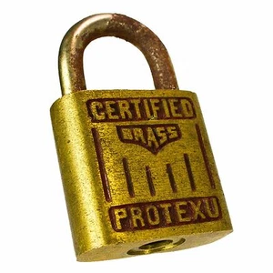Protexu Padlock Vintage Old Antique Lock Brass Rectangle (no key) - Picture 1 of 12
