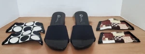 Onesole Slip On Interchangeable Black Sandal Womens Slides + 3Toppers SZ 9 - Picture 1 of 13