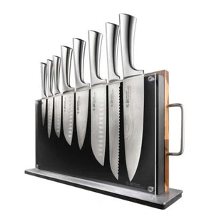 Baccarat Damashiro Bodo 10 Piece Japanese Steel Knife Block with Chopping Board - Picture 1 of 6