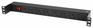 Recessed Rack Mount PDU 19" Power board 8 Way GPO 1RU Strip Rail - Premium Model - Picture 1 of 5