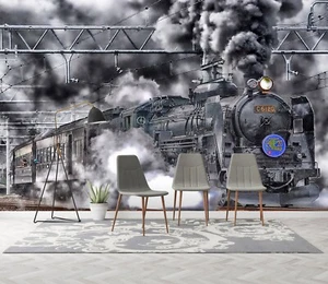 3D Train Cable G1027 Transport Wallpaper Mural Self-adhesive Removable Honey - Picture 1 of 8