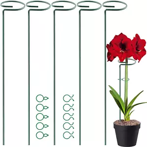 Higift 5 Pack 17 Inch Plant Support Stakes, 4Mm Thick Garden Single Stem Flower - Picture 1 of 12