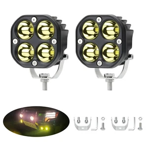 2x LED Amber Pods Light Bar Driving Fog Lamp For Off Road Pickup Truck SUV UTV - Picture 1 of 12