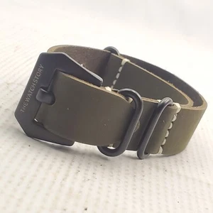 20mm GREEN Genuine Leather Watch Band Strap BRACELET One piece HEAVY DUTY - Picture 1 of 10