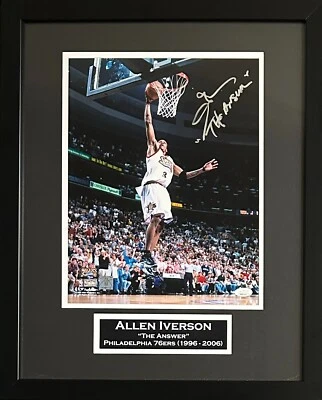 Allen Iverson signed inscribed framed 11x14 photo Philadelphia 76ers NBA JSA - Image 1 of 2