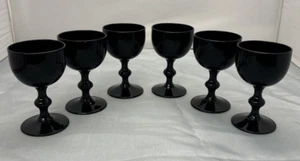 Set of 6 Black Amethyst Cordials/Wines Glassware Colony? Carlo Moretti? - Picture 1 of 5