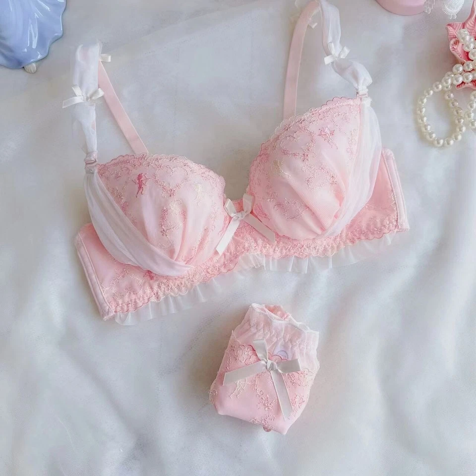 Conjunto de sutiã feminino 32 34 36 38 40 BCDE copo fino preppy maidens calcinha sutiã coletor - Imagem 1 de 4