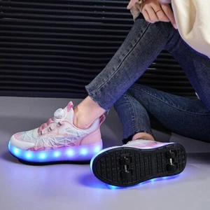 Roller skates kid 4 wheels sneakers boy girl kid light up sport skating shoes - Picture 1 of 22