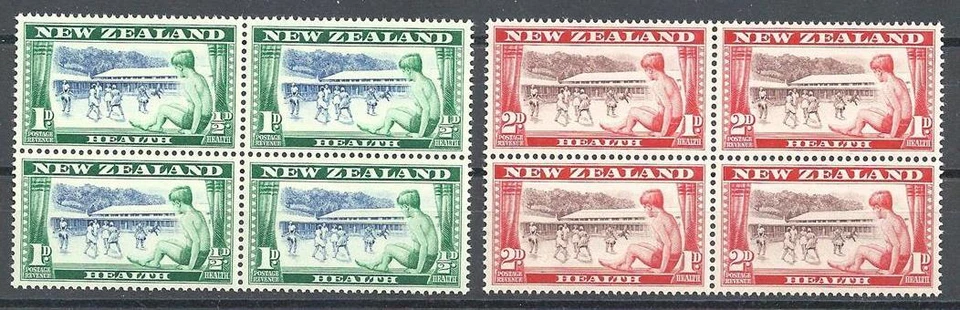 Nueva Zelanda 1948 Sc# B32-33 Set Niños Campo de Salud Bloques 4 MNH Foto 1 de 1